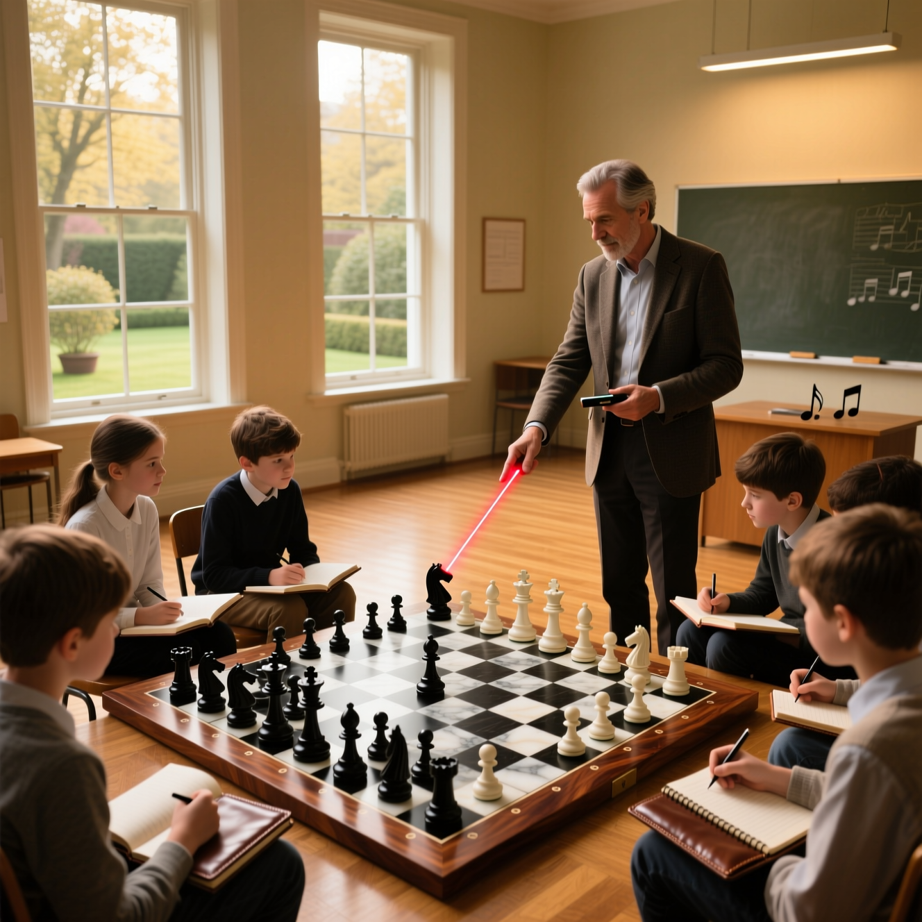 Group chess training session